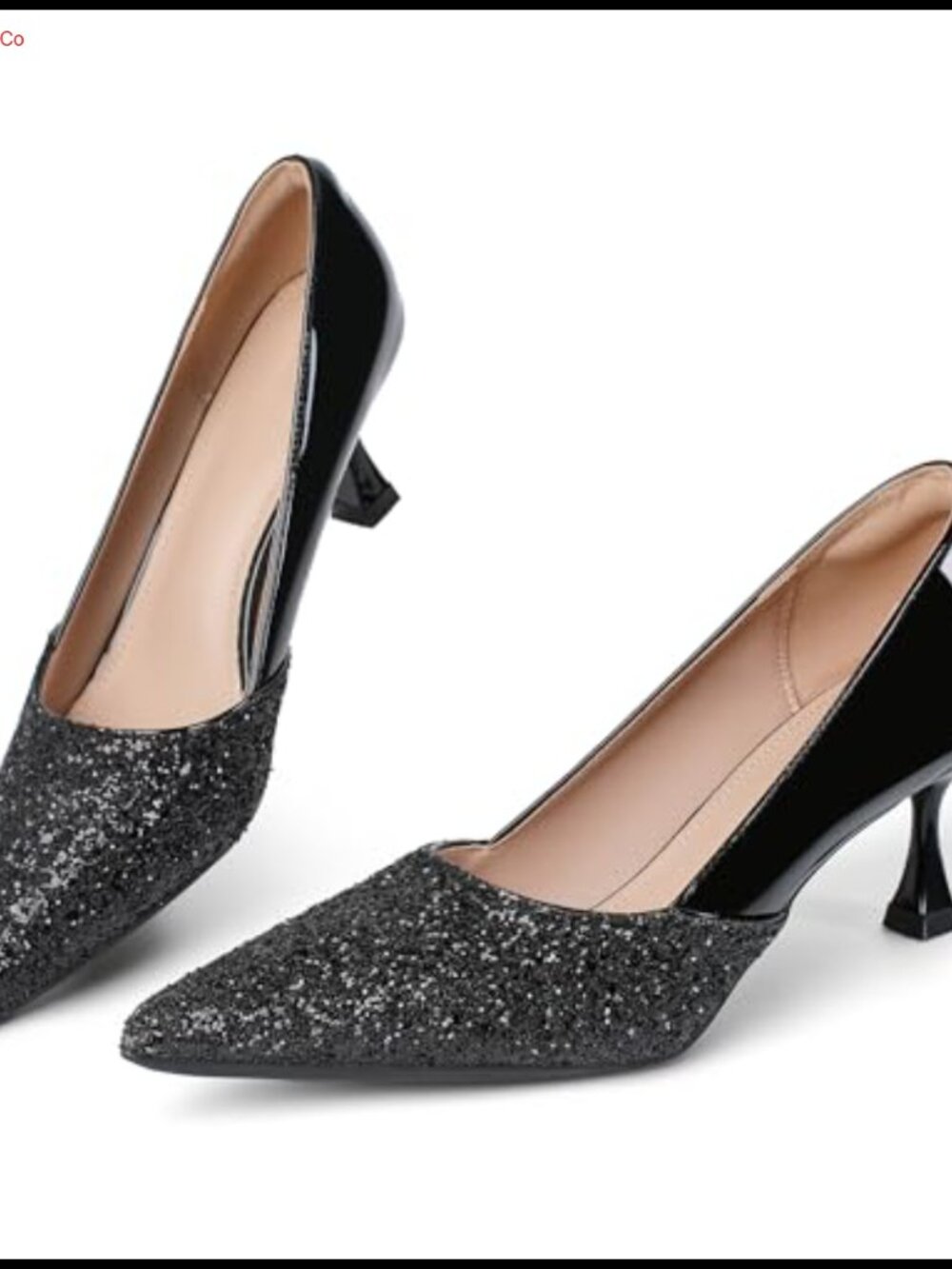 Sequin Pointed Toe Kitten Heel Pumps Slip On Comfort Wedding Party Dress Shoes